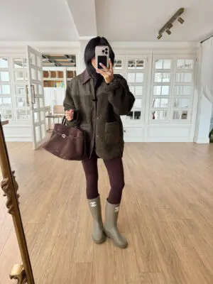 Jest Kadife Yaka Detaylı Teddy Mont