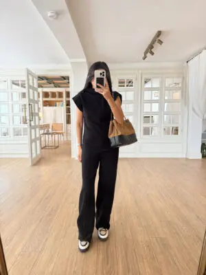 Urugway Dik Yaka Bluz Önden Dikişli Pantolon Takım