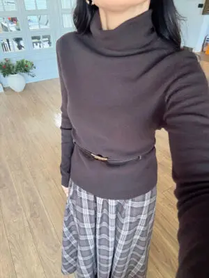 Woxty Koyu Kahve Premium Kaşmir Karışımlı Kemerli Triko