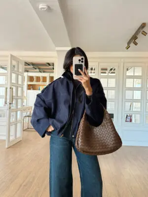 Jaimo Omuz Manşet Detaylı Gizli Fermuarlı Süet Bomber Ceket