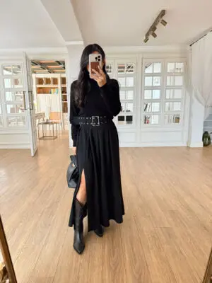 Ugreen Plikaşe Maxi Boy Kemerli Etek