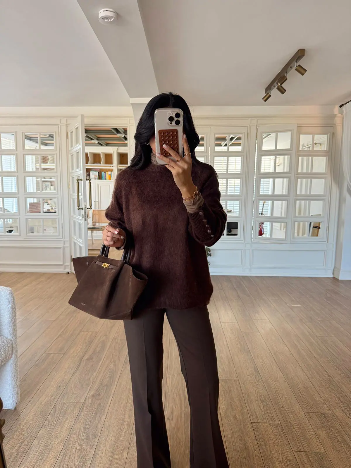 Shellp Kol Droplu Triko - Acı Kahve, Standart