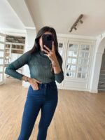 Puantiyeli Yeşil Transparan Bluz