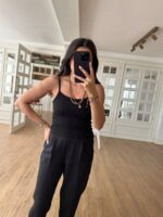 Siyah Fitilli İp Askılı Atlet