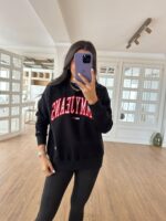 Moni Kırmızı Baskılı Siyah Tommy Sweat