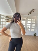 EGRİ Kısa Kollu Dik Yaka Fitilli Triko
