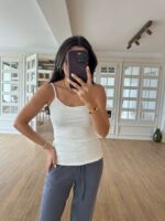 Zero Ekru/Beyaz İp Askılı Body