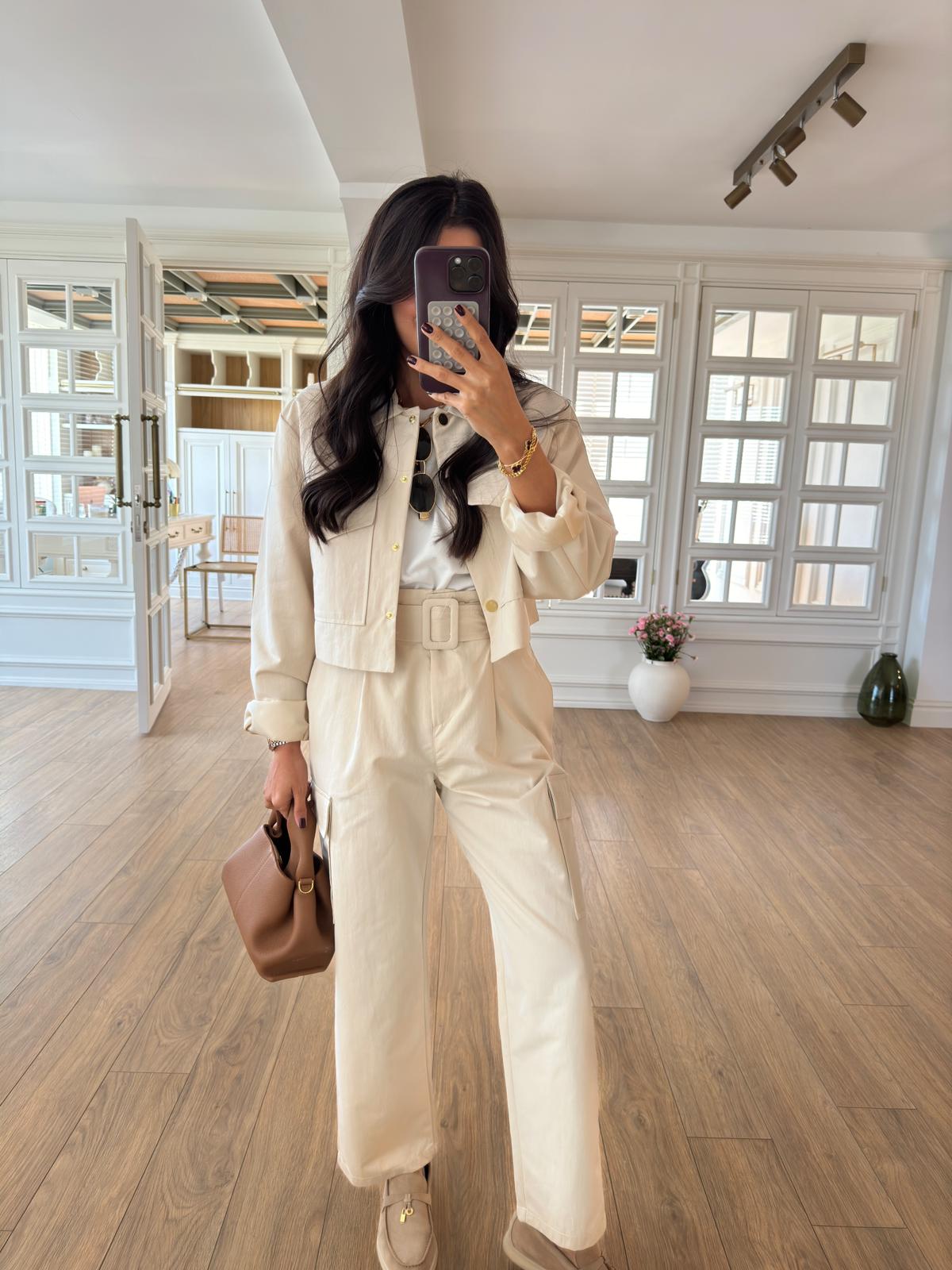 Tossy Kuşaklı Kargo Cepli Kanvas Pantolon