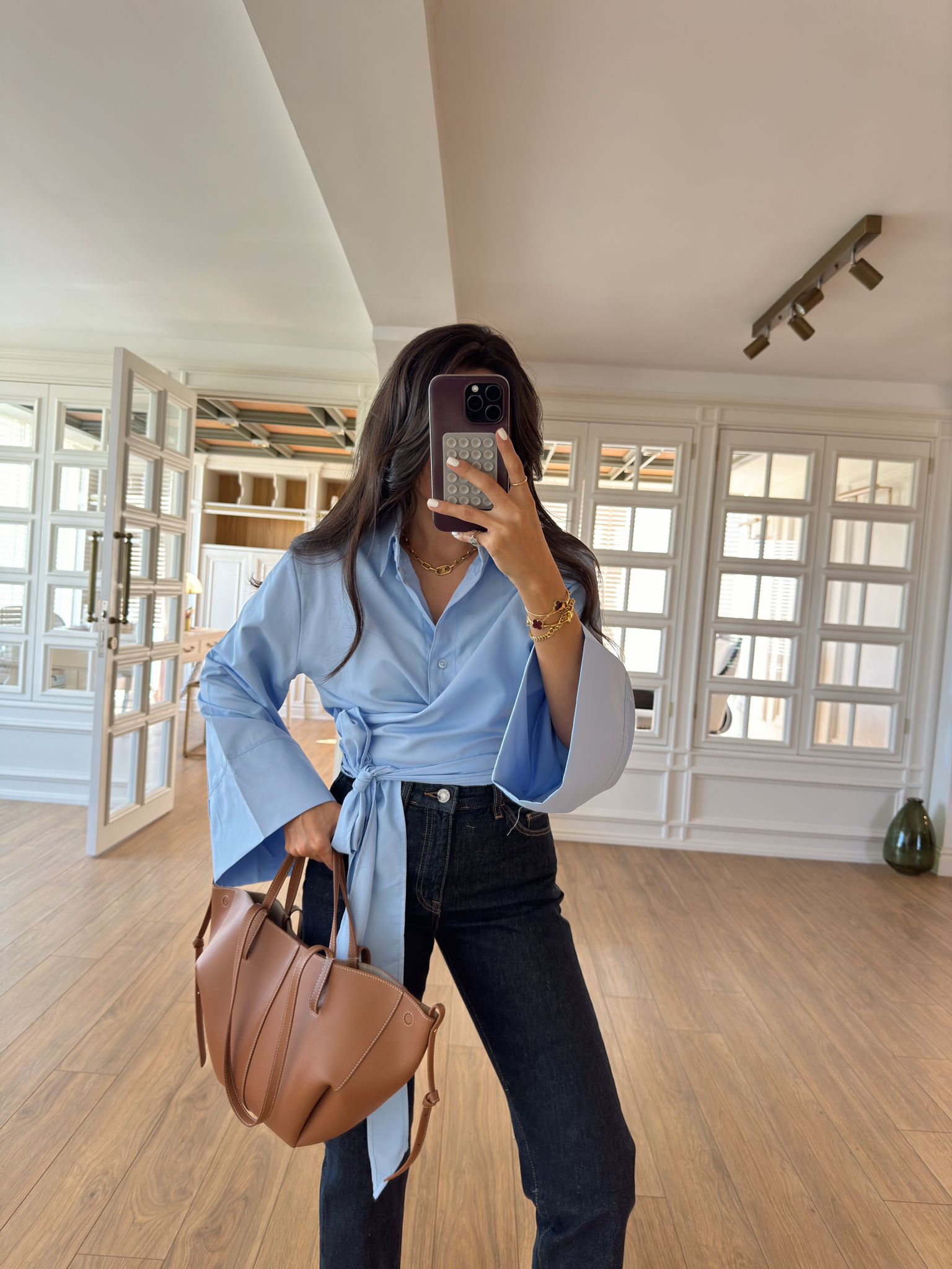 Simago Önden Bağlamalı Crop Gömlek