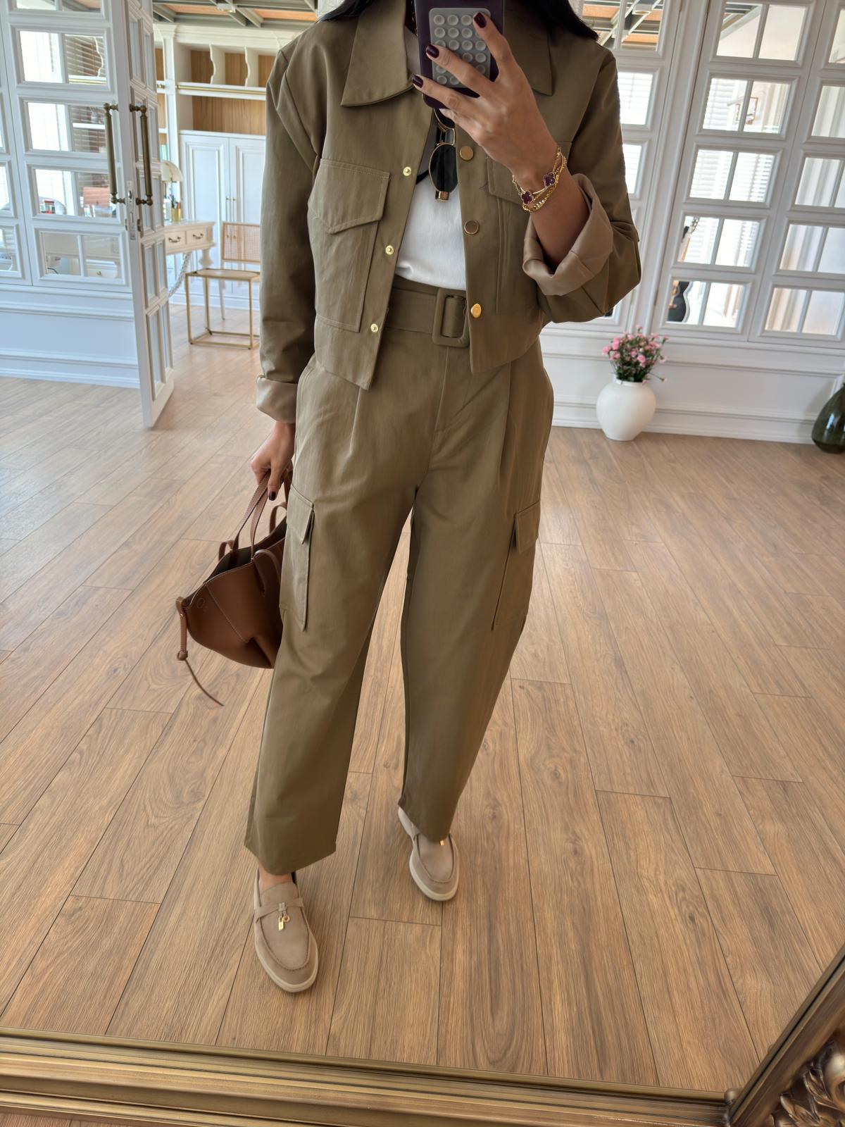 Tossy Kuşaklı Kargo Cepli Kanvas Pantolon