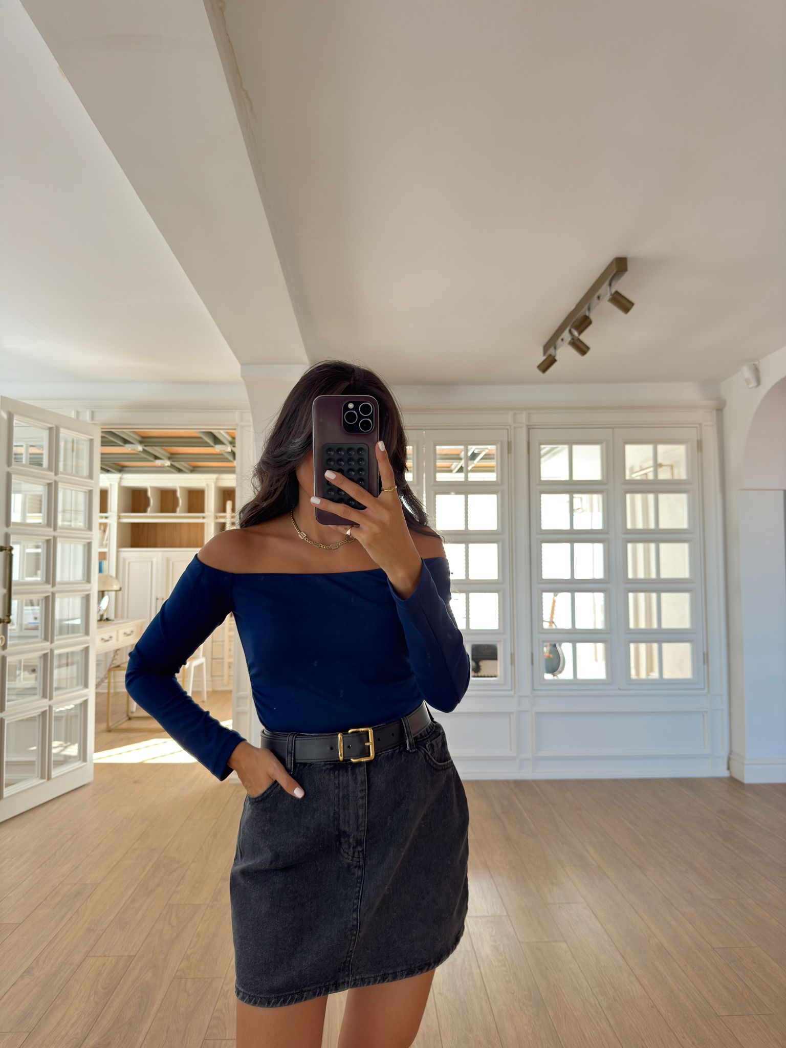 Darke Uzun Kollu Yanları Drapeli Kayık Yaka Bluz