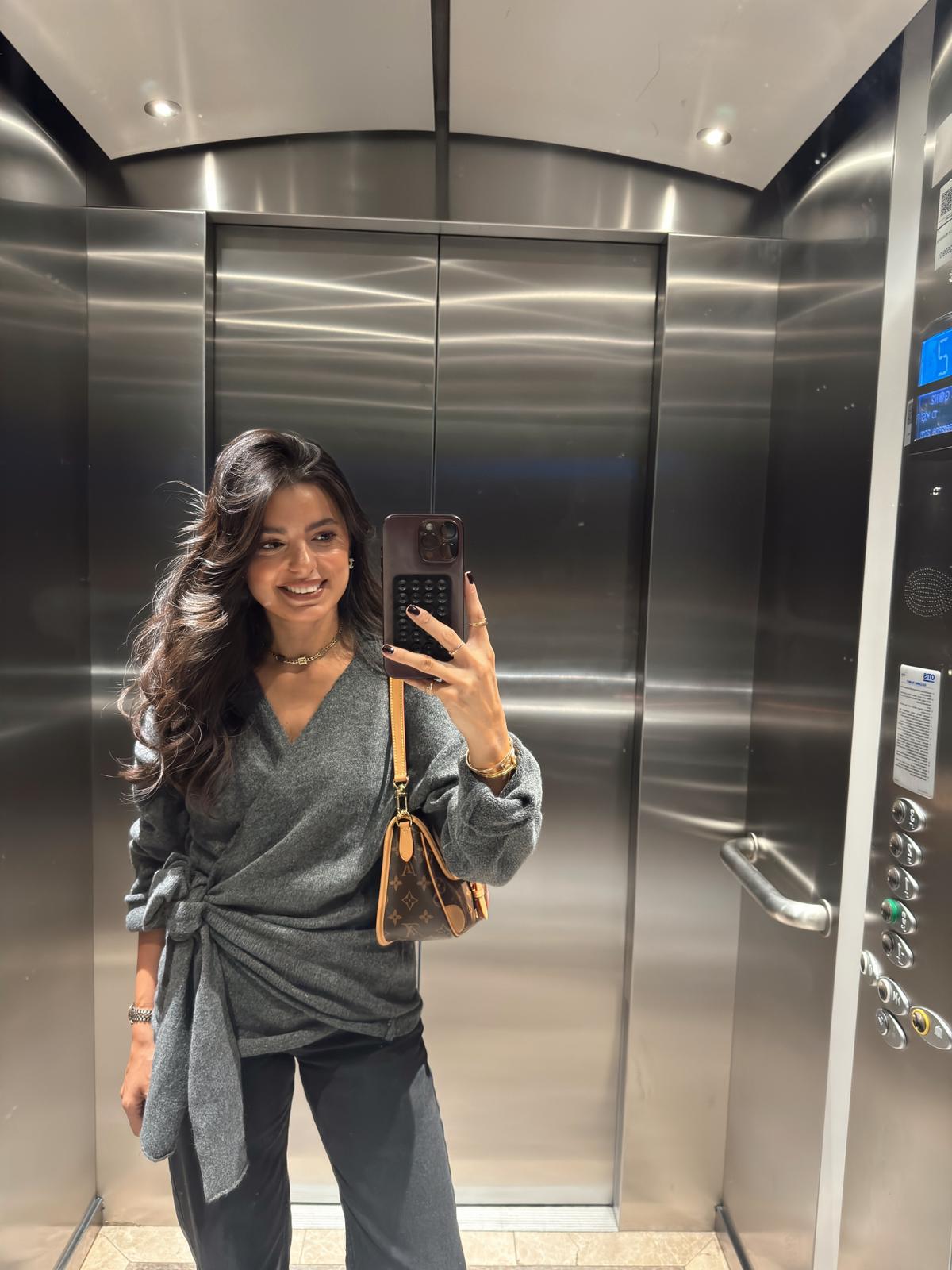 Hangover Yandan Bağlamalı Triko - Antrasit, Standart