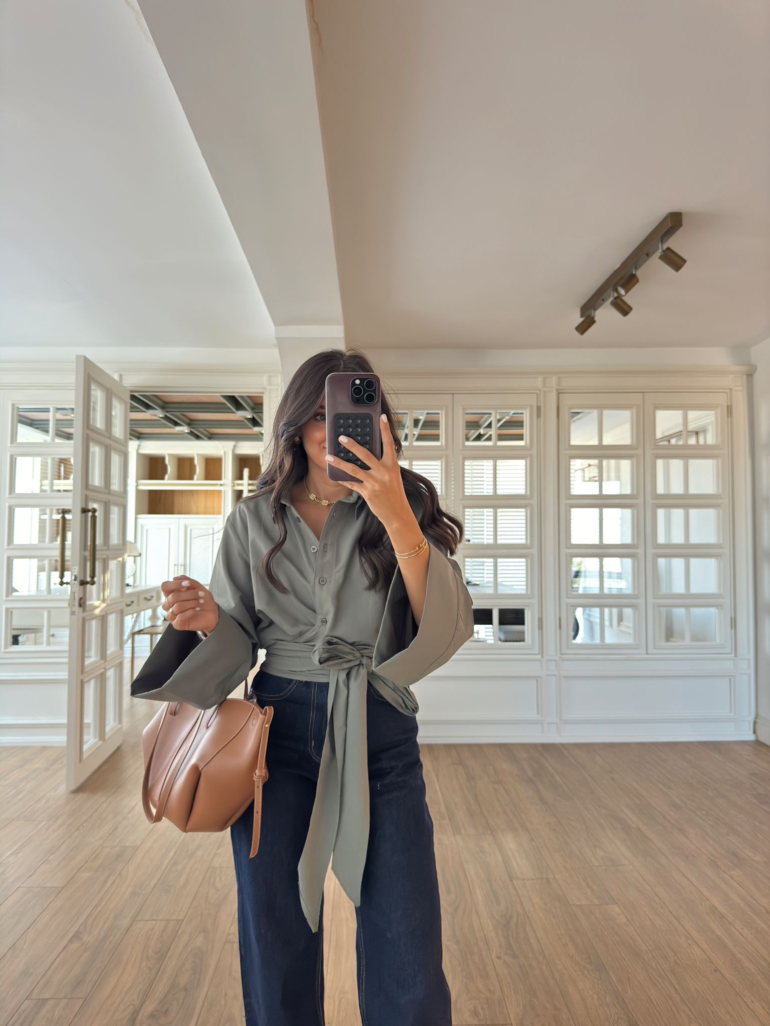 Simago Önden Bağlamalı Crop Gömlek