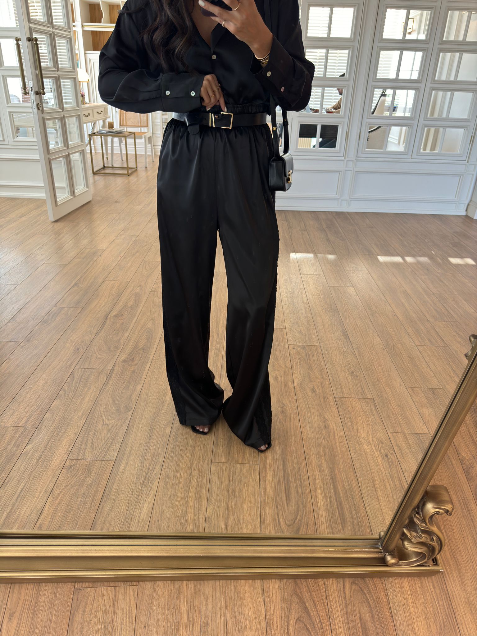 Own Yan Dantel Detaylı Premium  Saten Pantolon