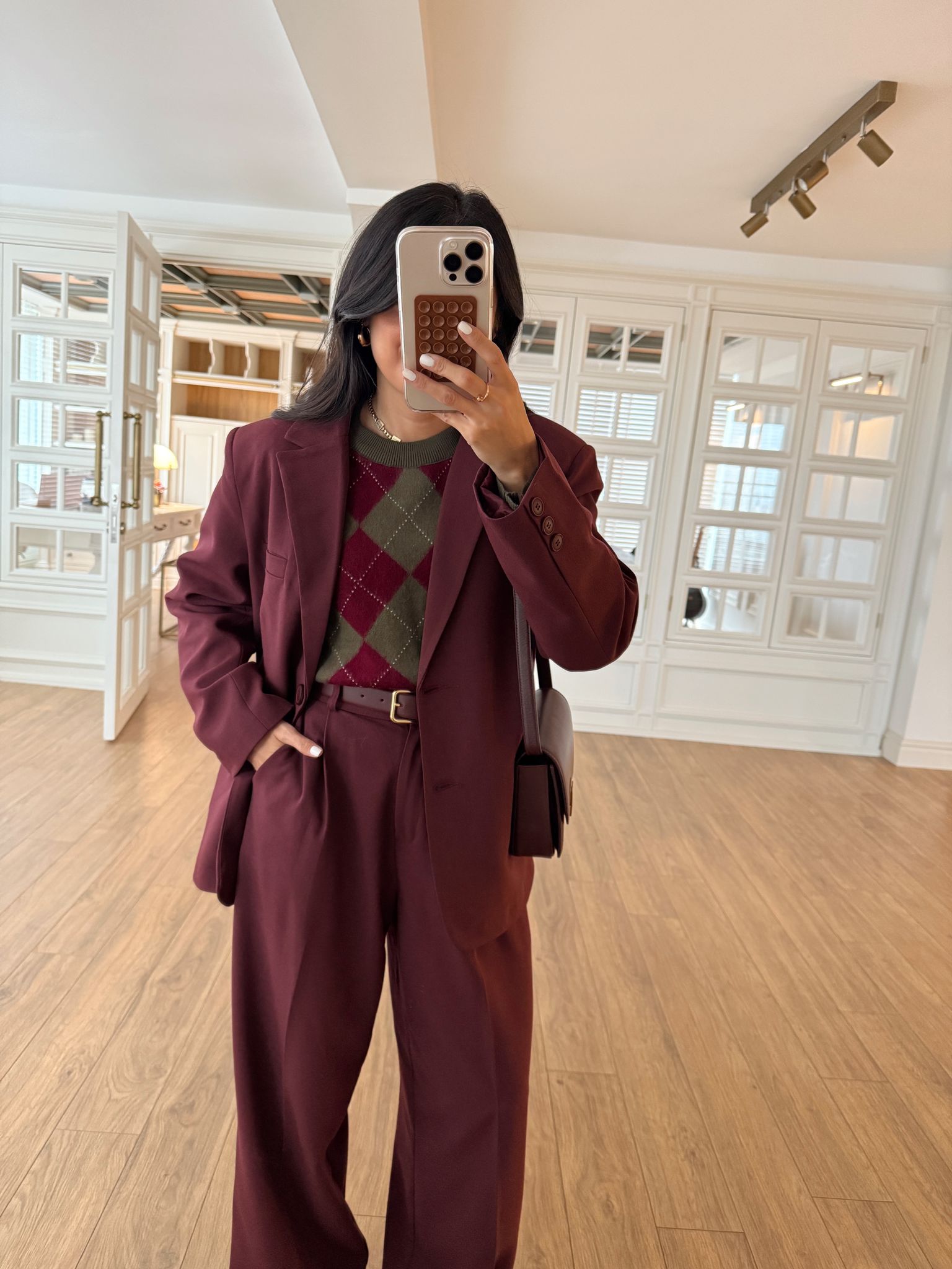 Diana Oversize Çift Düğmeli Blazer Ceket - Bordo, Standart