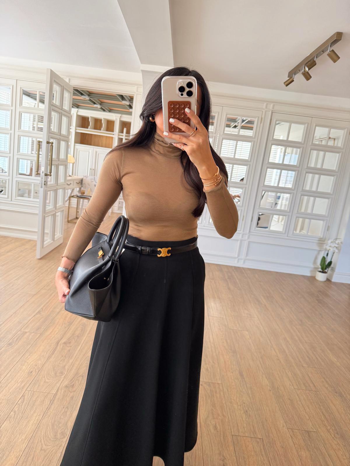 Vita NM Balıkçı Yaka Transparan Bluz - Camel, 34