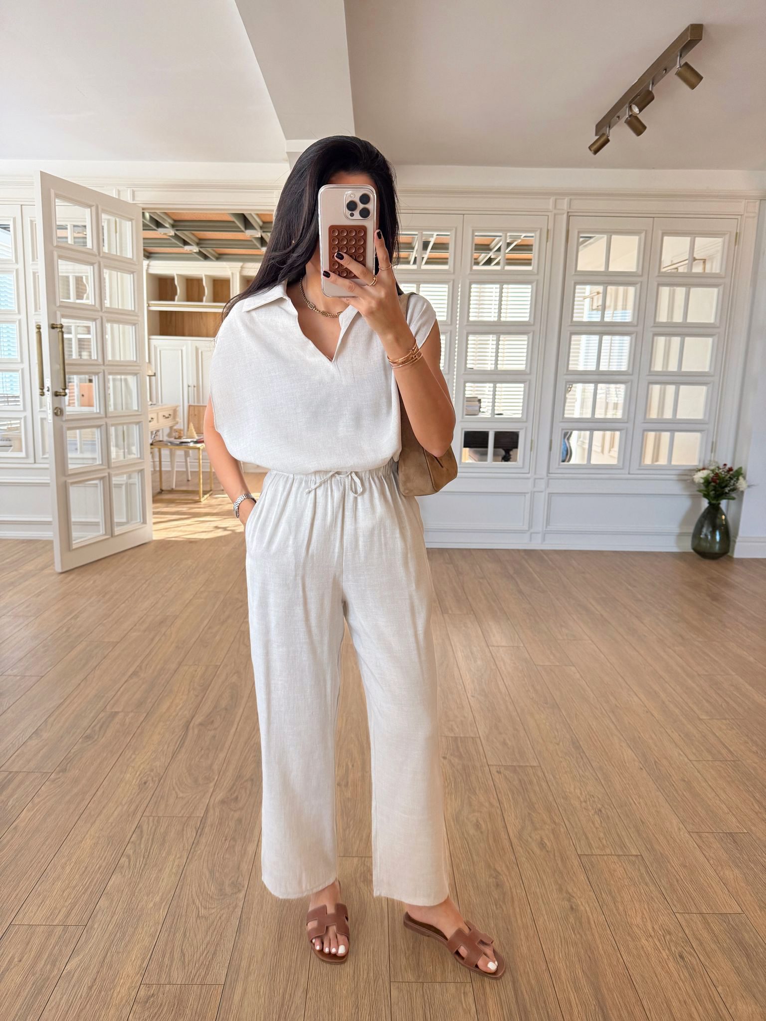 Rismill V Yaka Kolsuz Bluz-Pantolon Takım