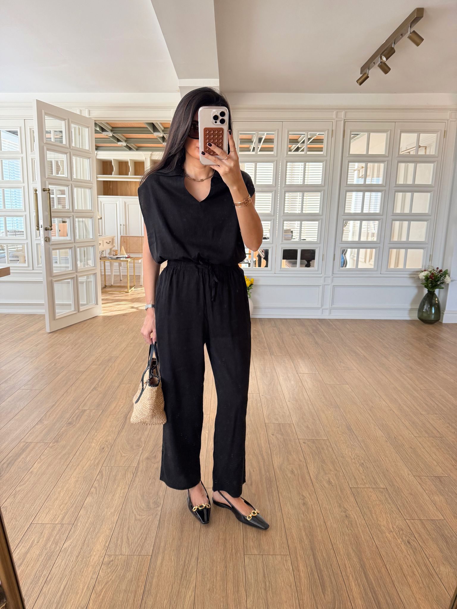 Rismill V Yaka Kolsuz Bluz-Pantolon Takım