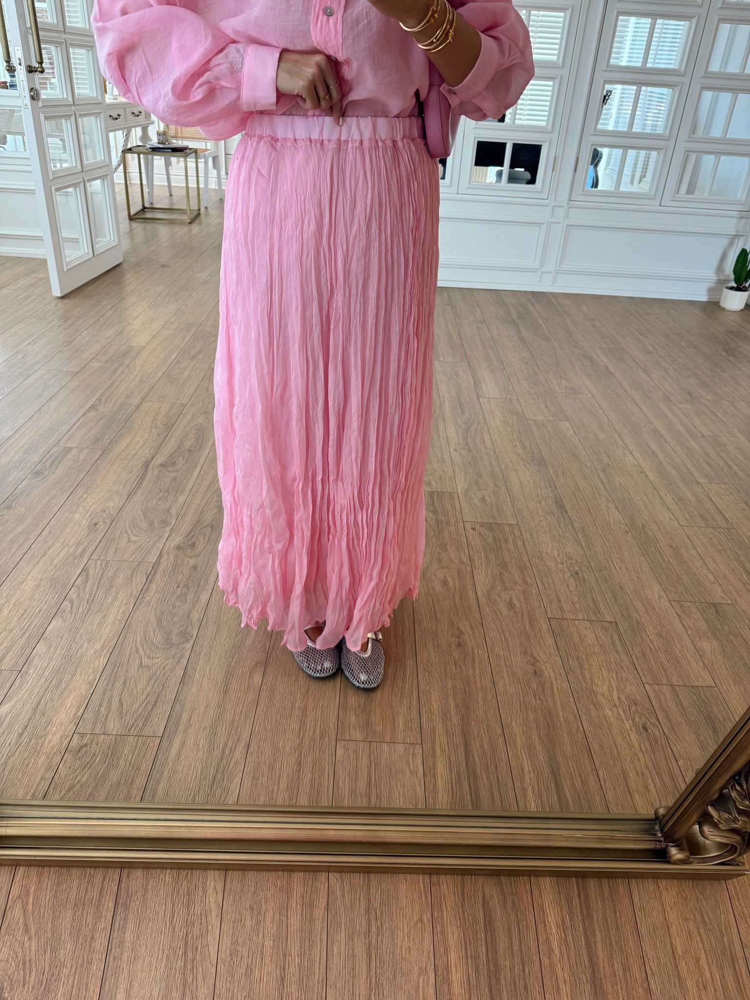 Baseyev İç Astarlı Beli Lastikli Kırışık Etek