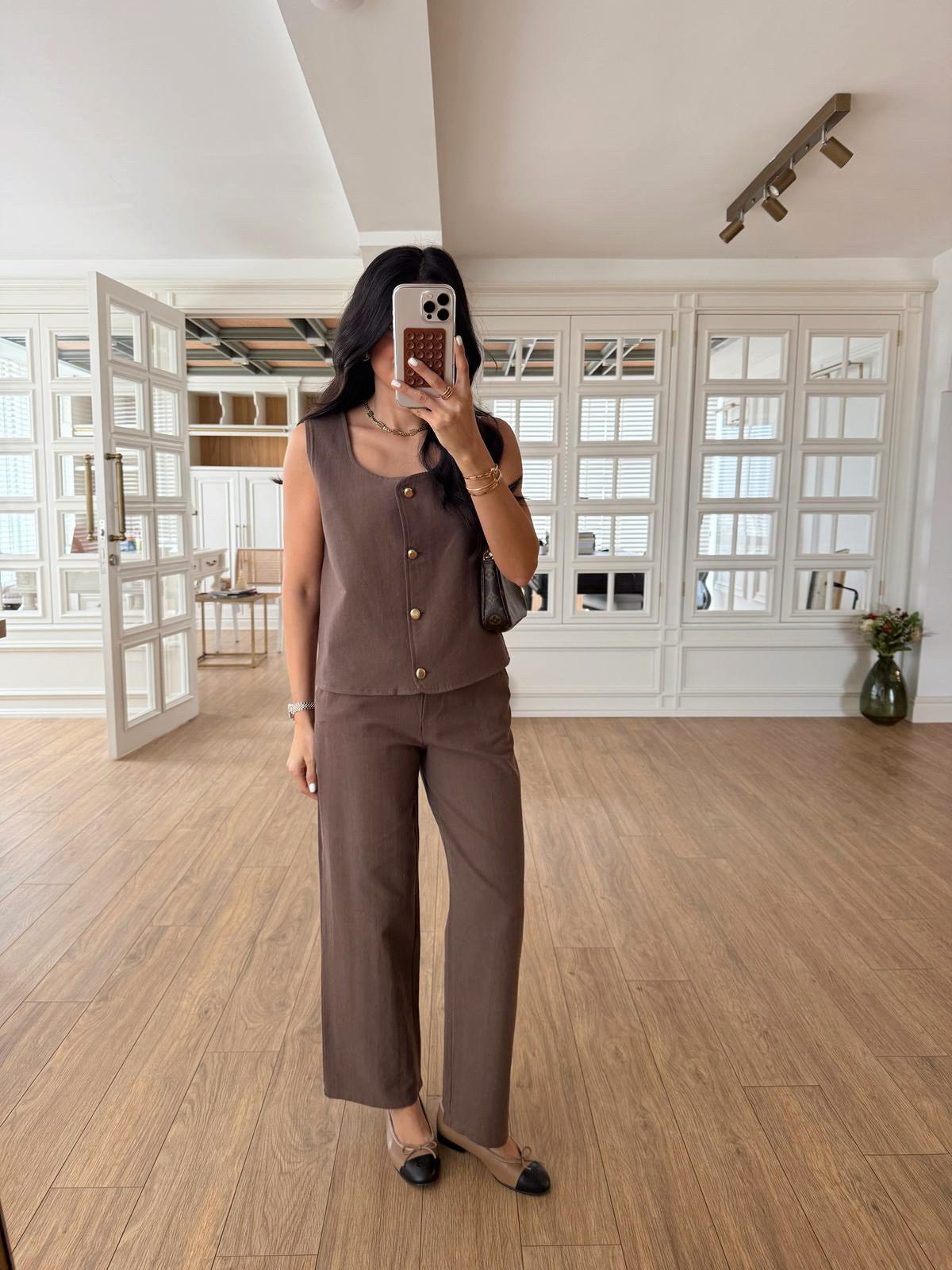 Bento Gold Düğmeli Yelek-Pantolon Takım