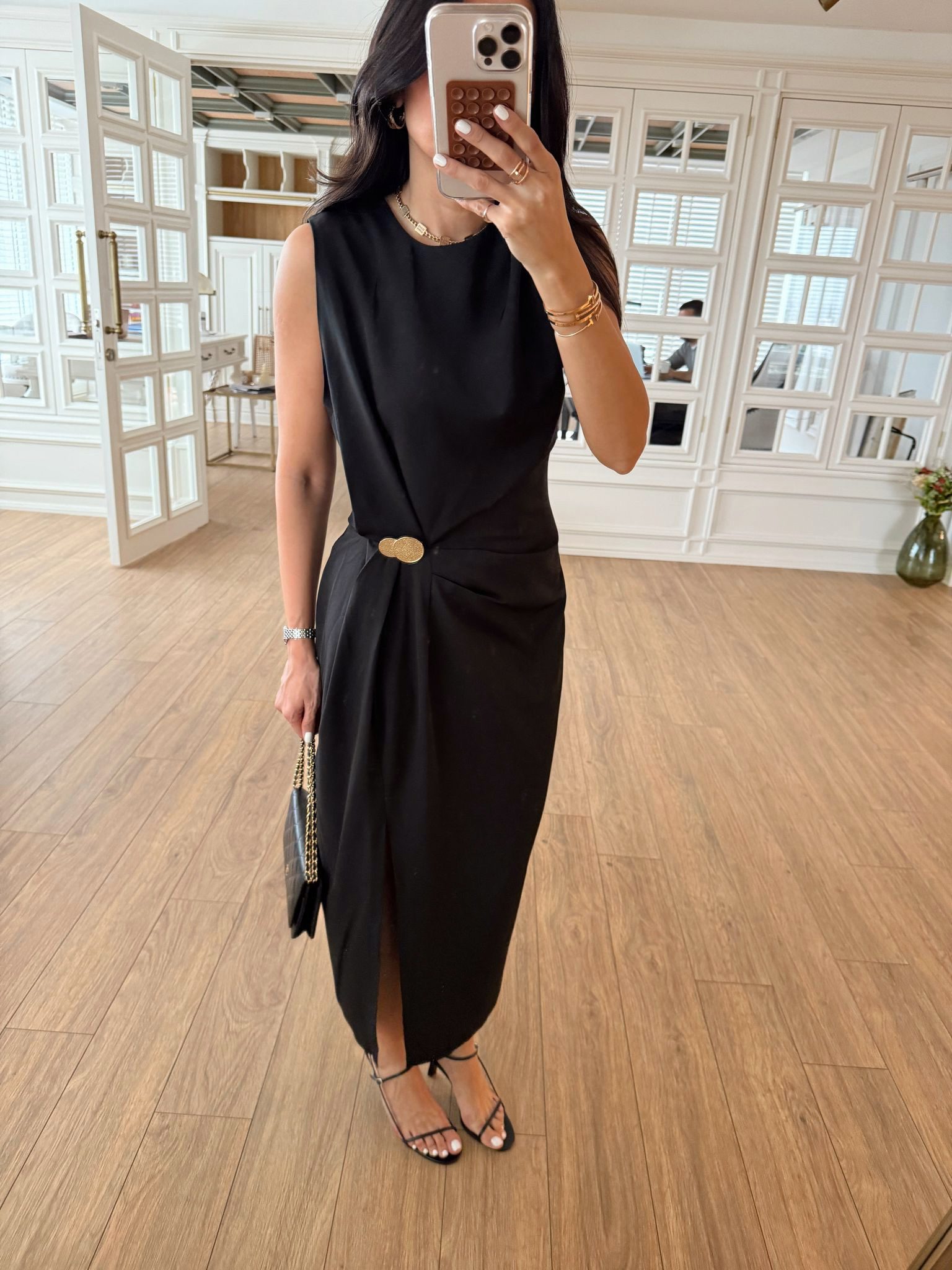 Sidny Belden Gold Düğmeli Elbise