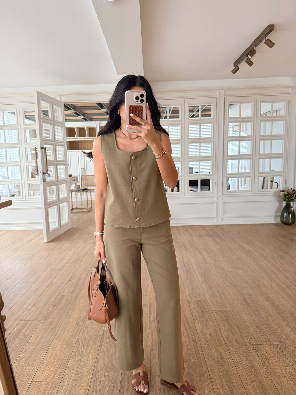 Bento Gold Düğmeli Yelek-Pantolon Takım