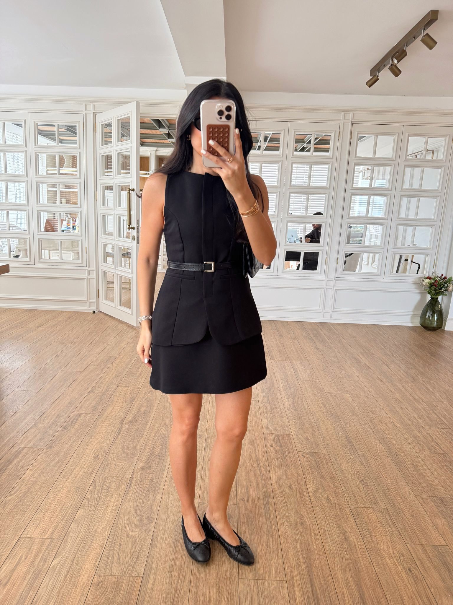 Nizza Qs Kemerli Süs Cepli Sıfır Kol Elbise