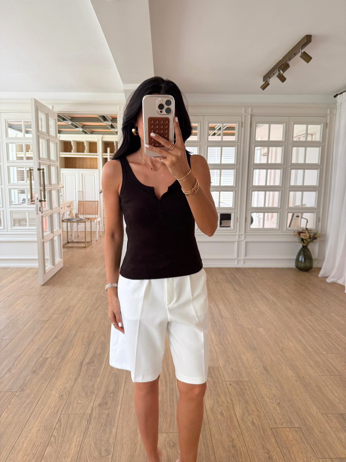 Siriella Qs Önden Düğmeli Askılı Body