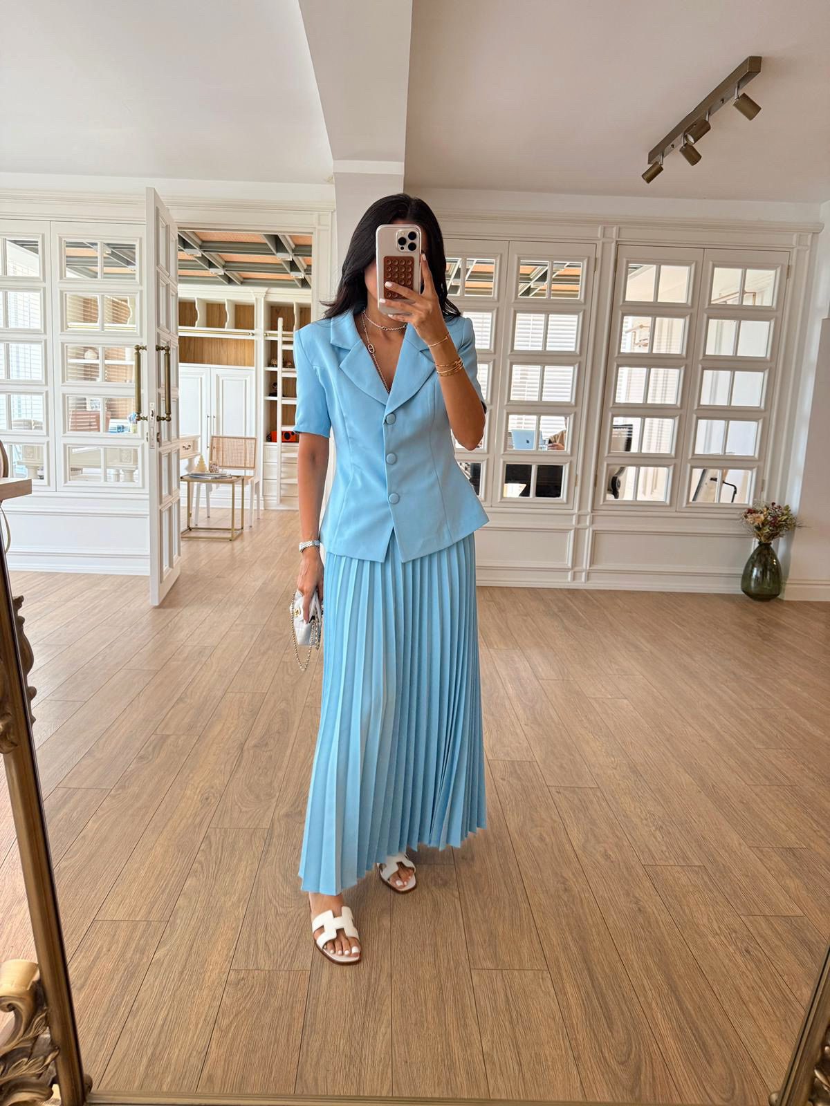 Dolly Vatkalı Ceket Piliseli Etek Takım