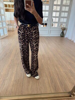 Pancirot Leopar Desenli Tensel Pantolon