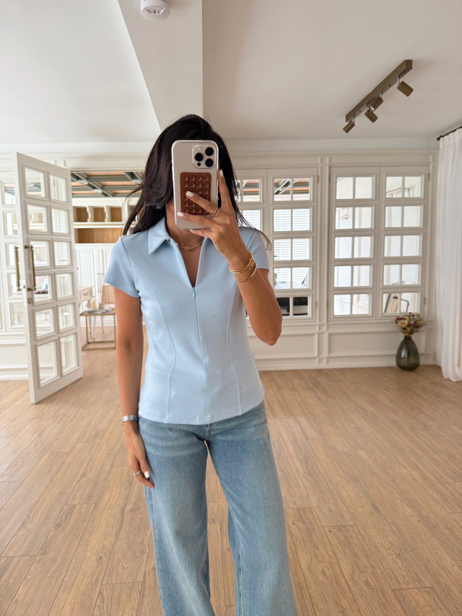 Mickeys Qs Gizli Fermuarlı Polo Yaka Body