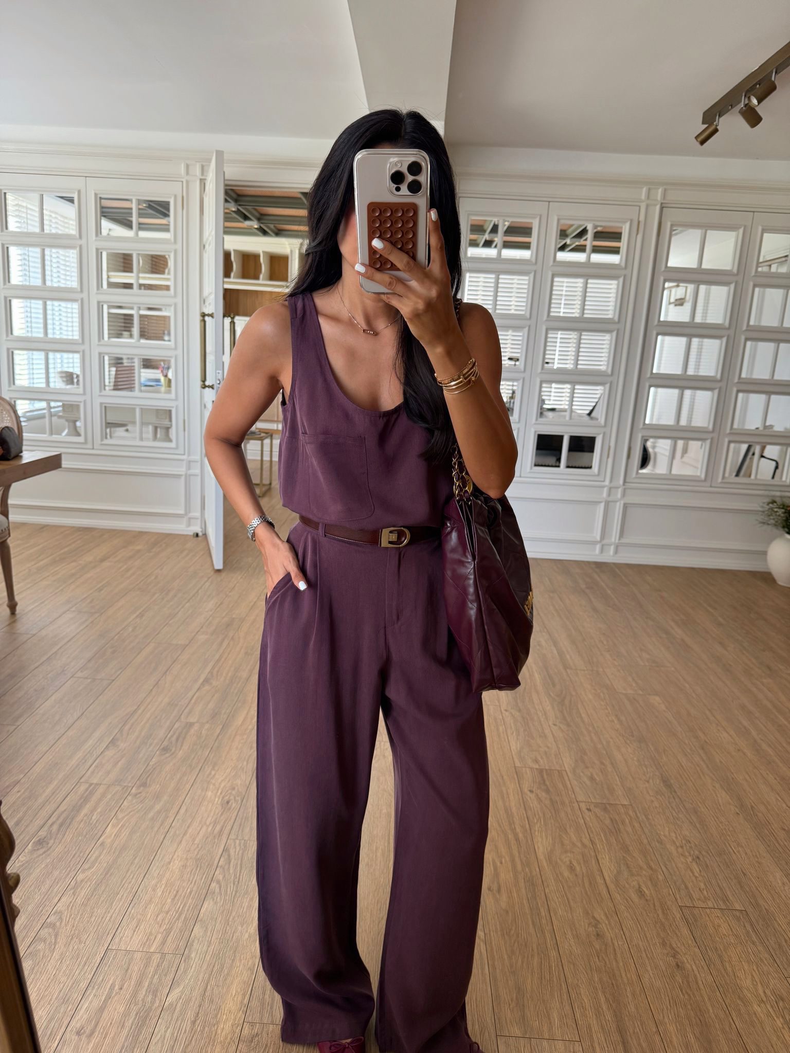 Rikos U Yaka Cep Detaylı Bluz Tek Pensli Pantolon Tensel Takım