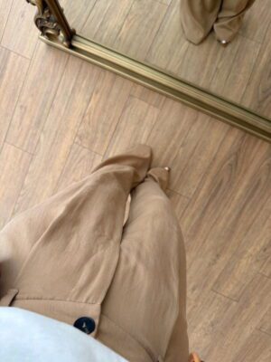 Perla Camel Tek Pensli Palazzo Pantolon