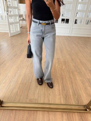 Irina Massi Gri Yıkamalı Straight Jean