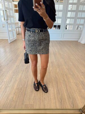 Semro Leopar Desenli Mini Jean Etek