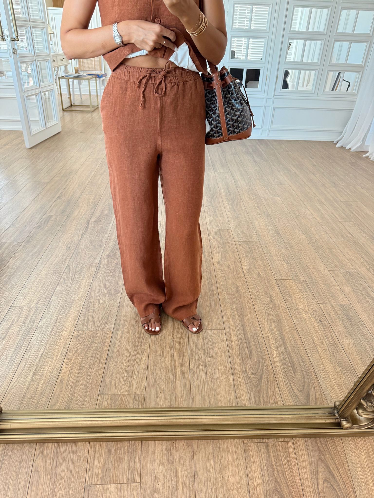 Psy Bel Bağcıklı Keten Pantolon