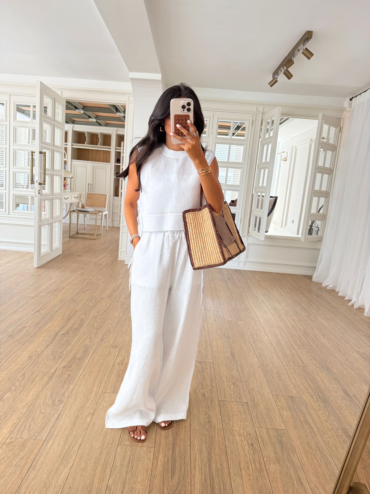 Rainel Again Ayana Bağlamalı Premium Bluz-Pantolon Keten Takım