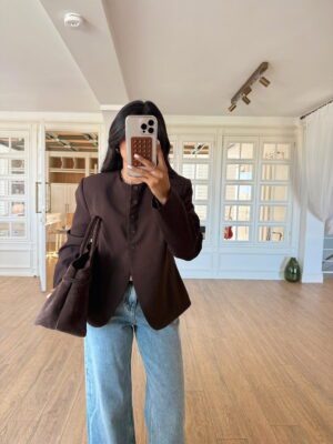 Vatkalı Düğmeli Blazer Ceket