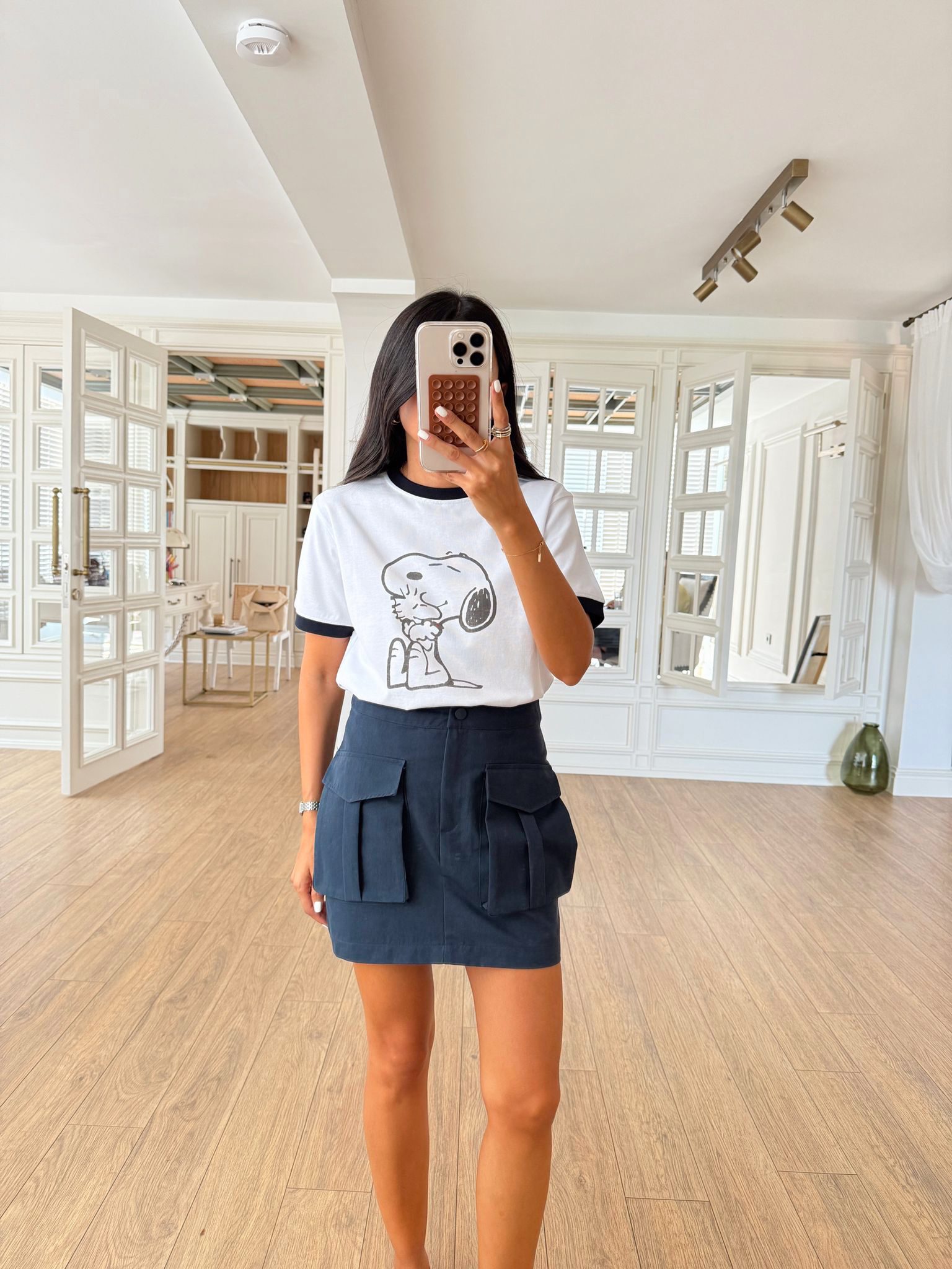 Siyah Biyeli Snoopy Baskılı Basic