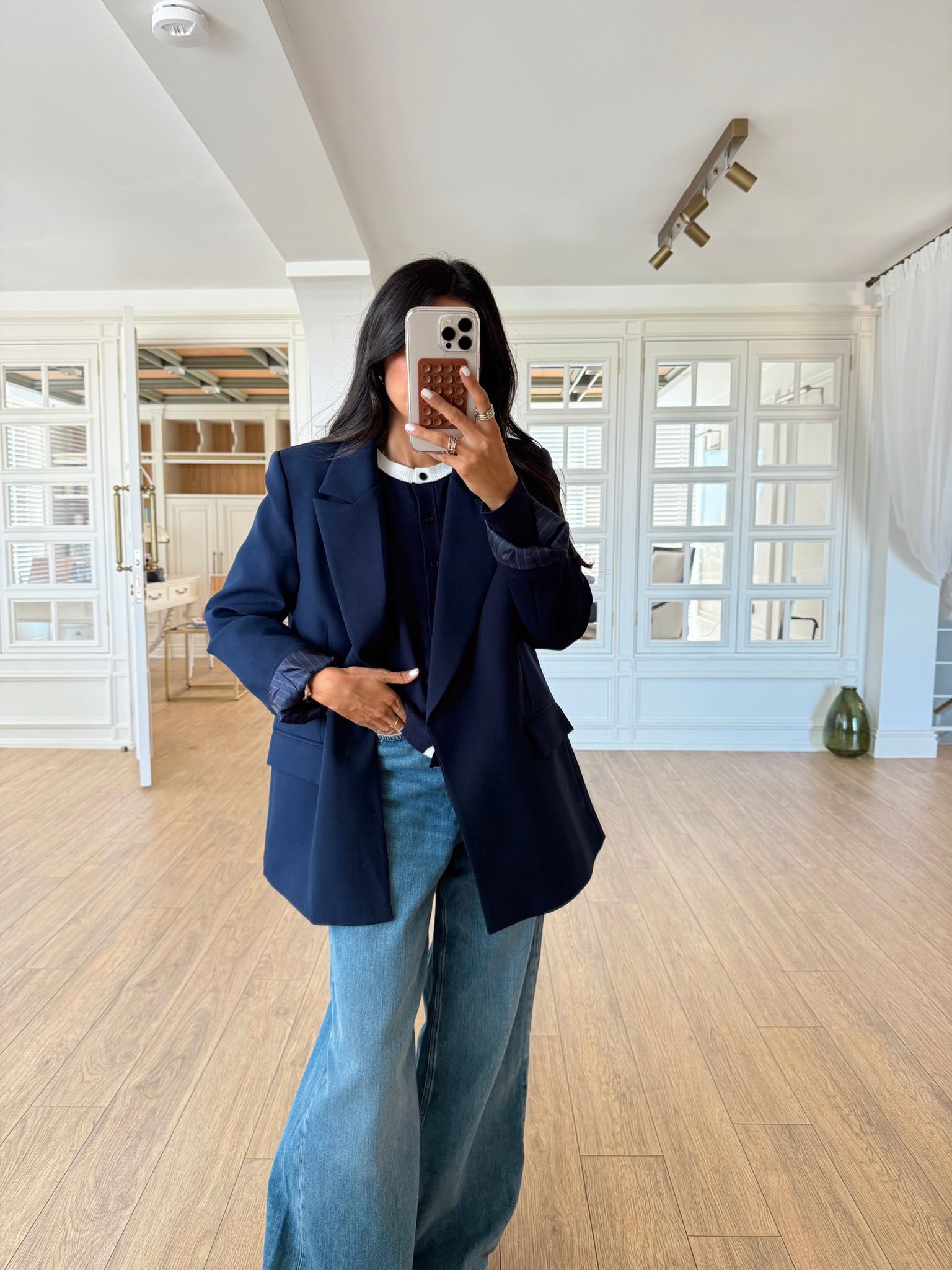 Daldiwon Astarlı Çizgili Blazer Ceket