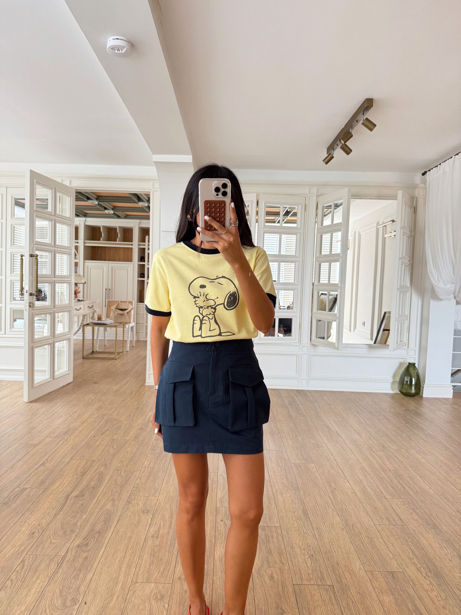 Siyah Biyeli Snoopy Baskılı Basic