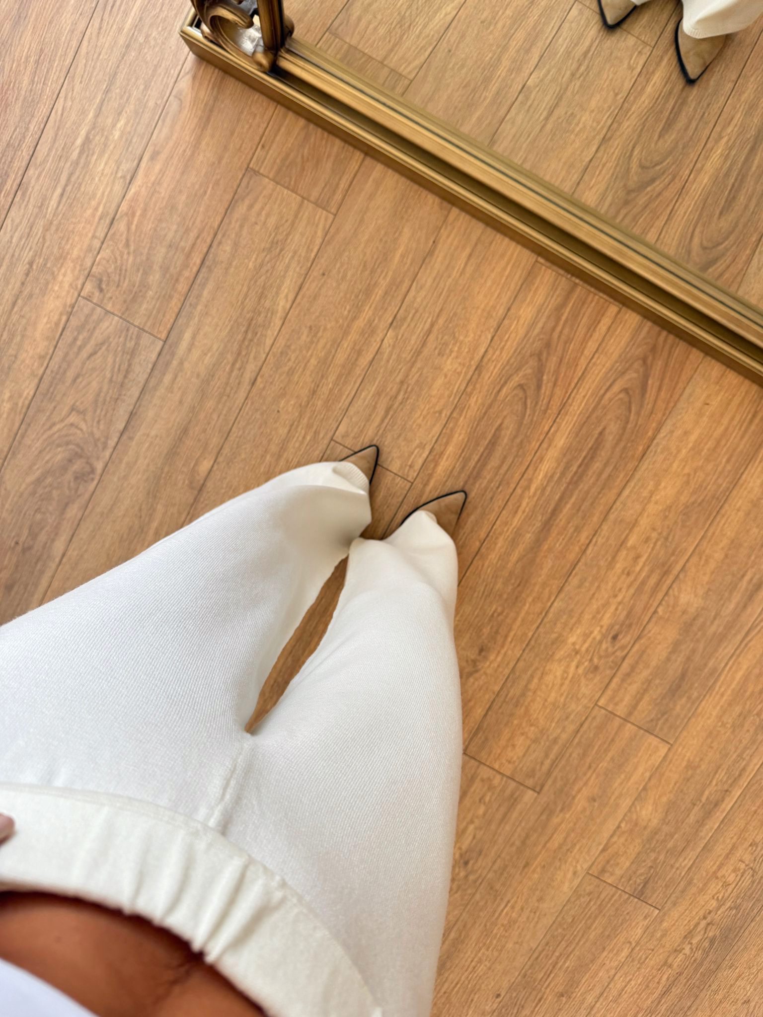 Veyko Beli Lastikli Yünlü Premium Triko Pantolon - Ekru, Standart
