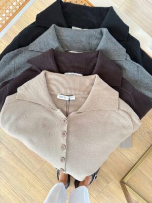 Caprly Polo Yaka Yünlü Düğmeli Triko