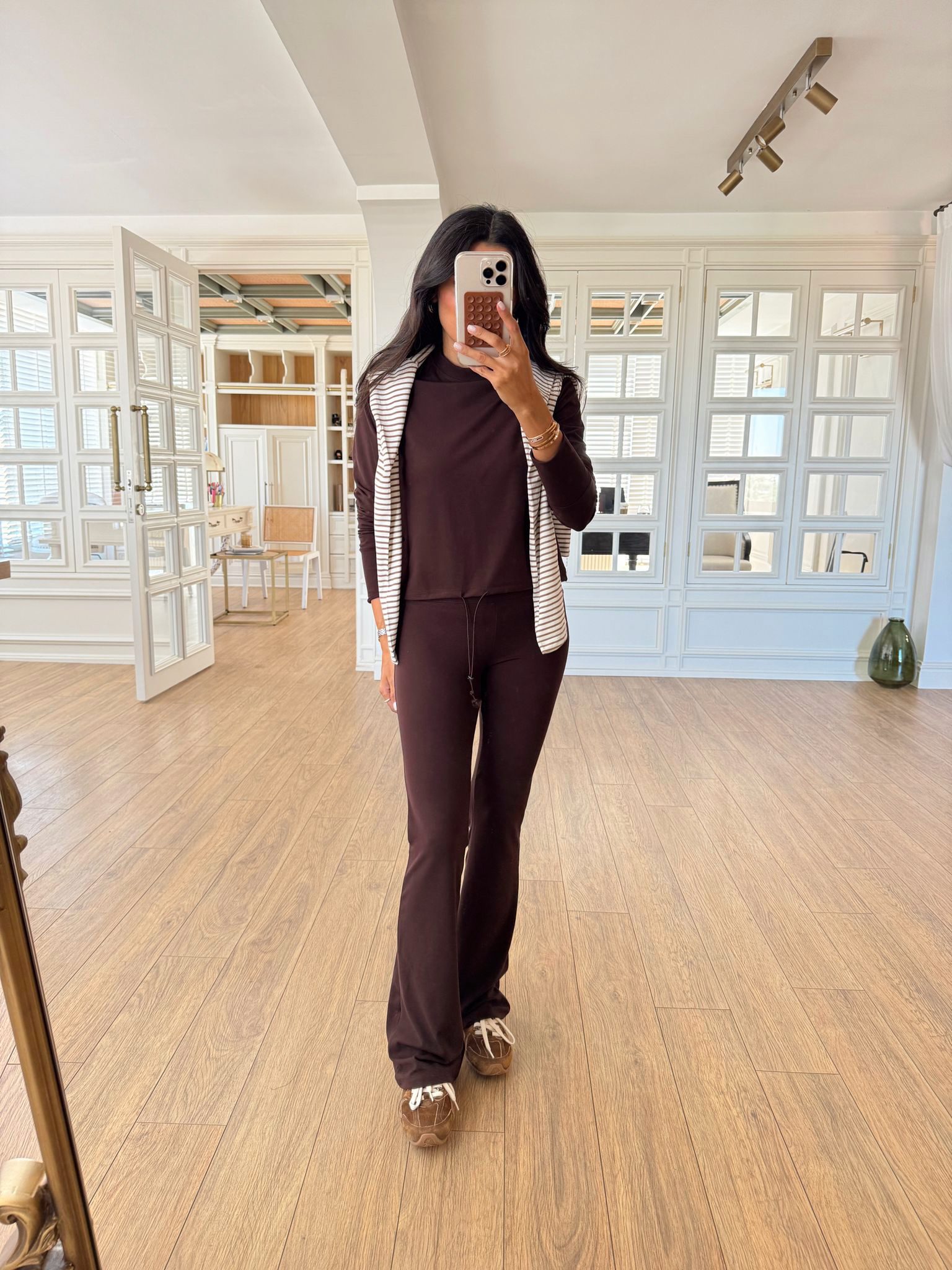 Leila Belden Büzgülü Modal Yoga Takım - Kahve, 36