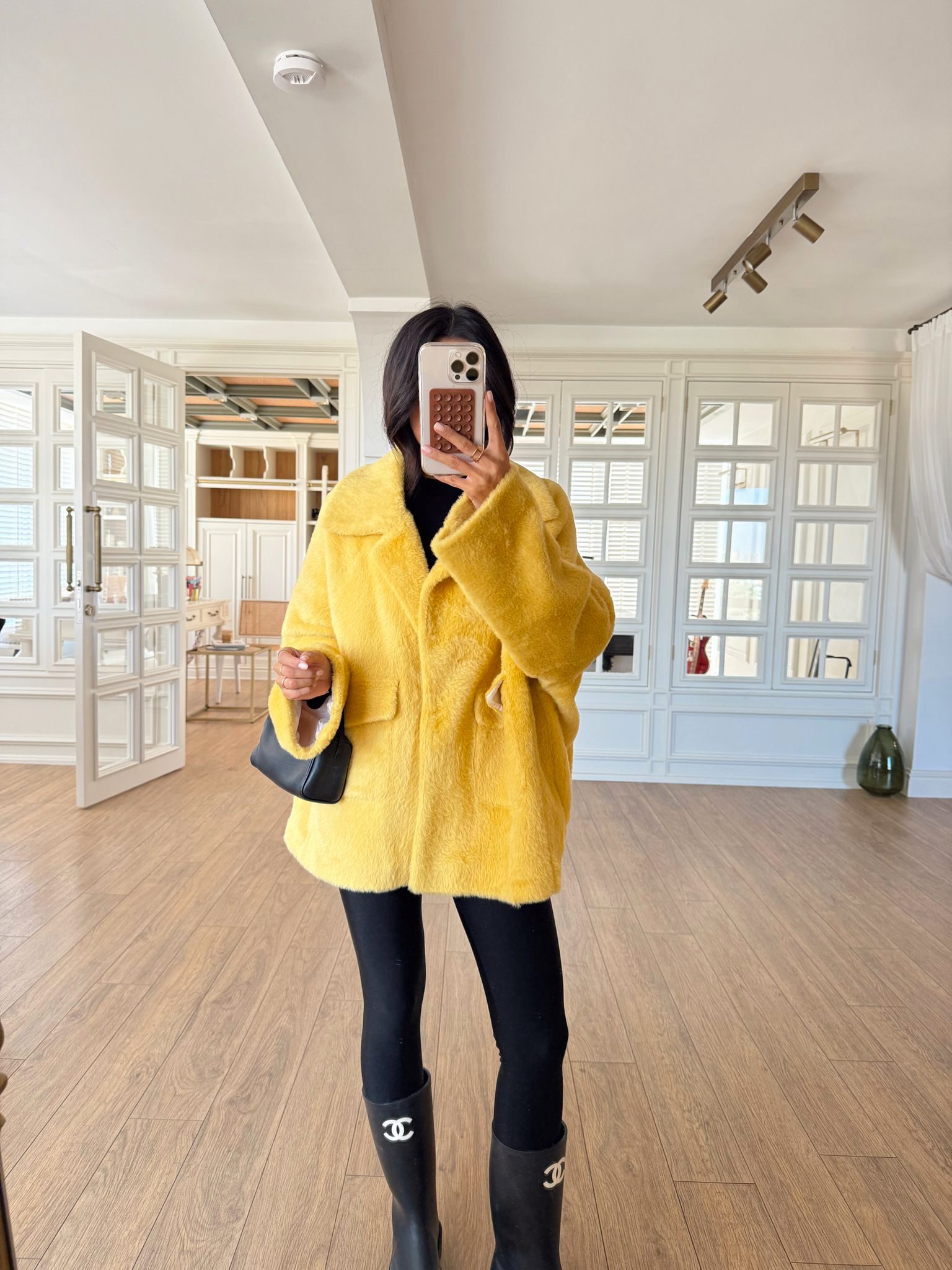 Whayalla Peluş Çift Cepli Çıtçıtlı Ceket - Sarı, Standart