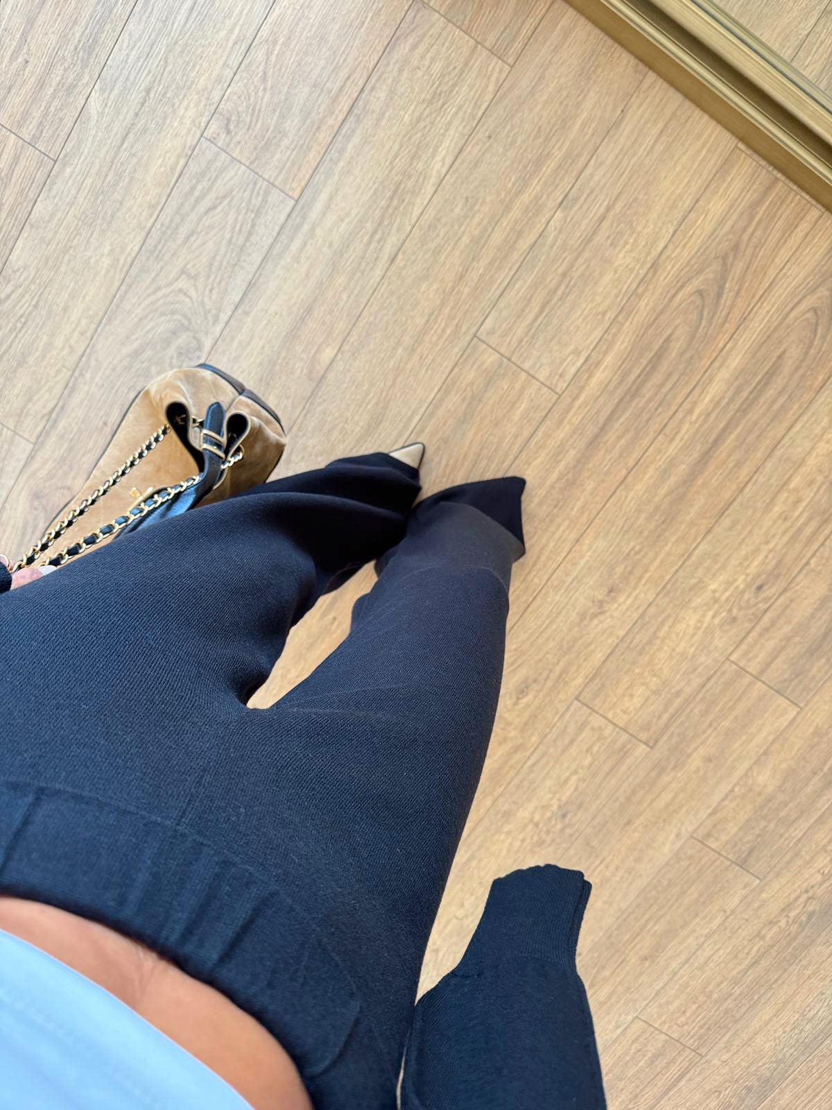 Veyko Beli Lastikli Yünlü Premium Triko Pantolon - Siyah, Standart