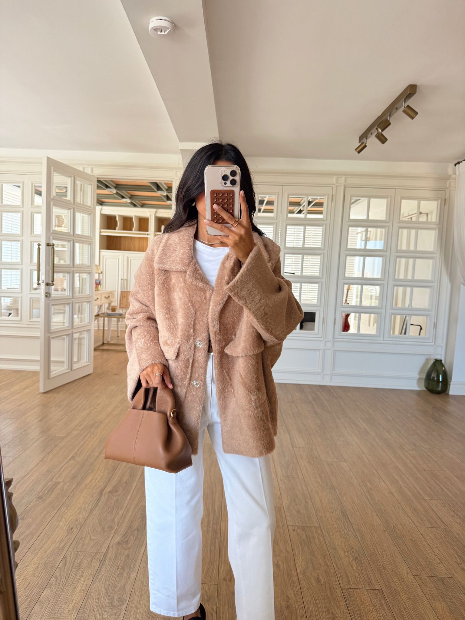 Whayalla Peluş Çift Cepli Çıtçıtlı Ceket - Camel, Standart