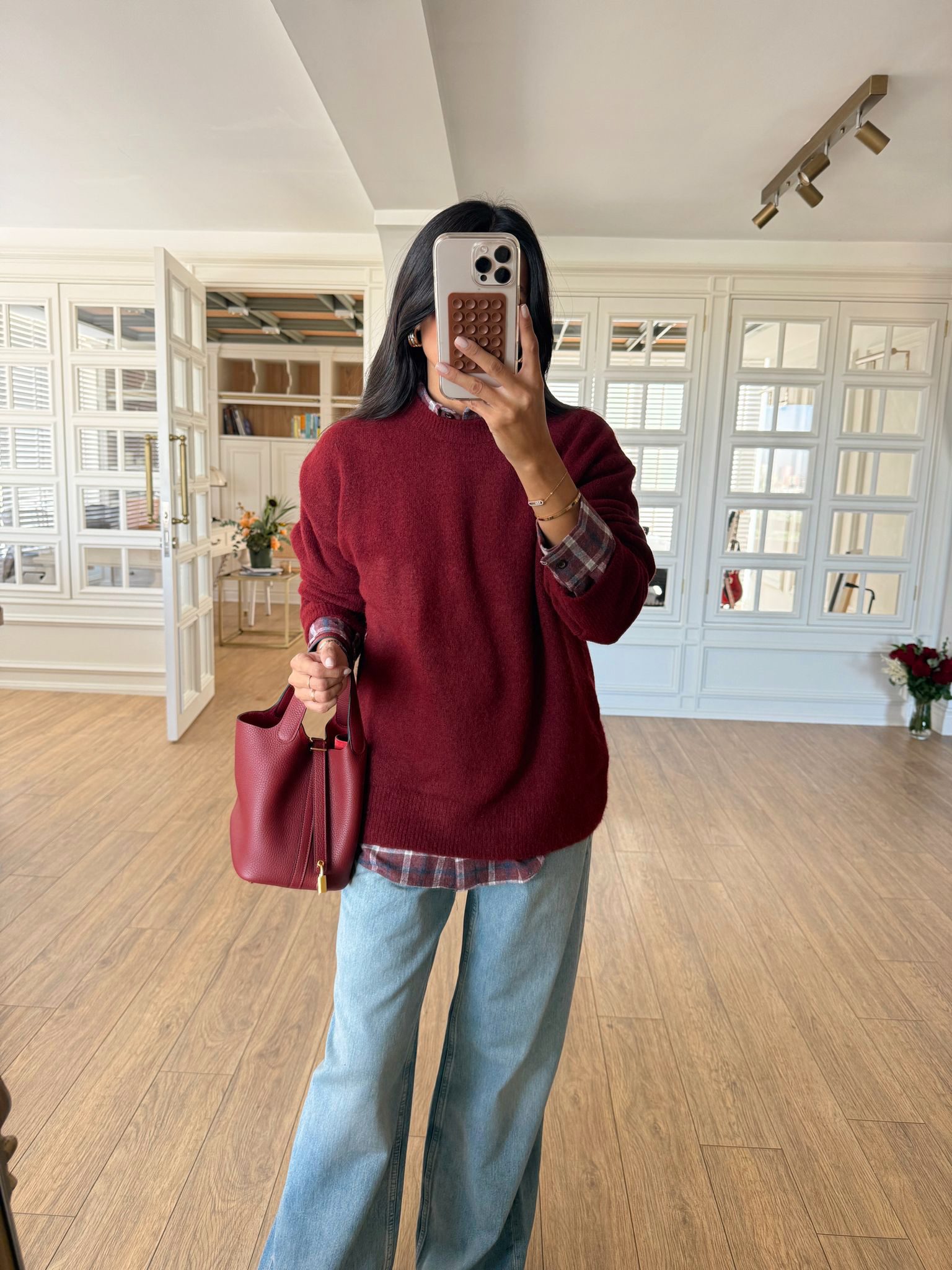 Simon Yumuşak Dokulu Premium Bisiklet Yaka Basic Triko - Bordo, Standart