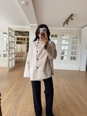 Scorpion Mass Dikiş Detaylı Düğmeli Dik Yaka Ceket