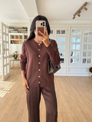 Rena Simli Sedef Düğmeli Triko Hırka